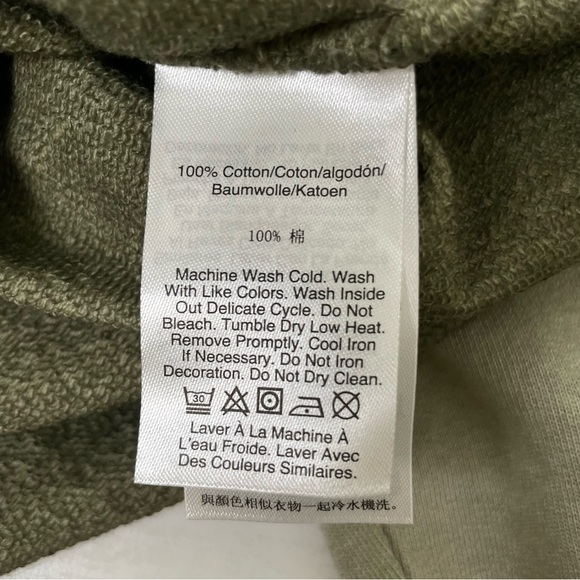 DKNY Cropped Ombré Distressed Raw Hem Pullover Sweatshirt Top Army Green NWT M - Picture 7 of 16